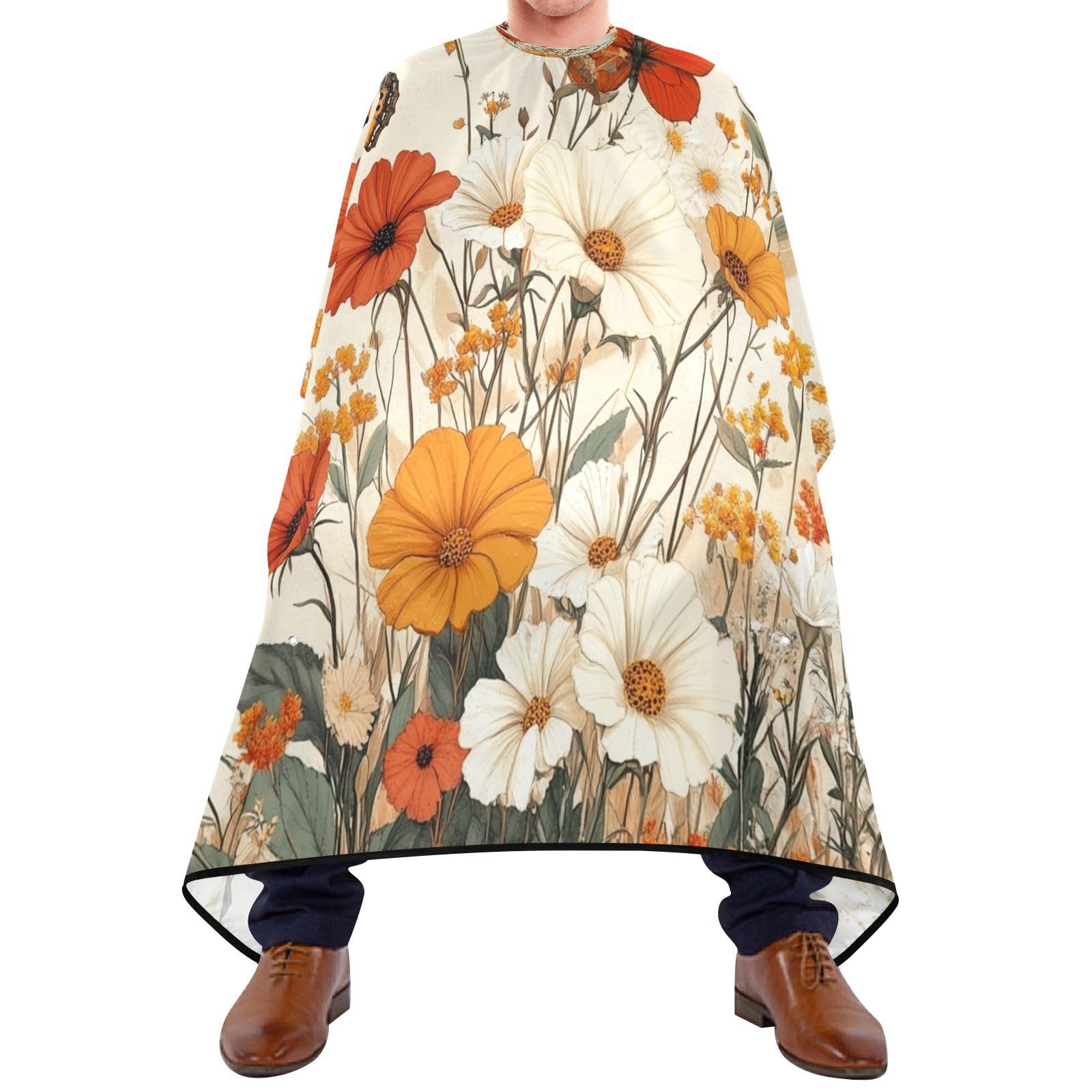 Kigai Hair Cutting Cape for Men & Women Butterfly Wildflowers Waterproof Barber Cape Professional Hairdressing Salon Styling Cape with Adjustable Closure Snap