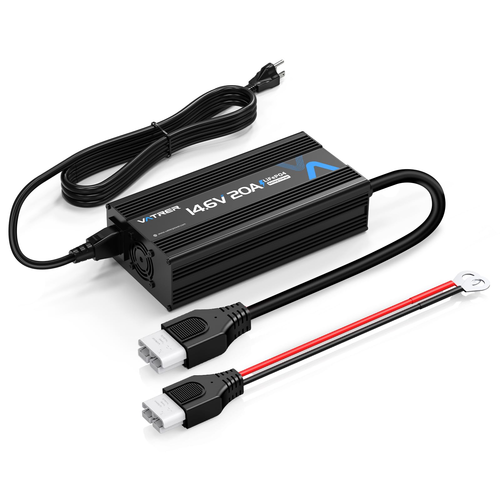 14.6V 20A Lithium Battery Charger AC-DC LiFePO4 Battery Charger for 12V Rechargeable Lithium LiFePO4 Battery with Multiple Protection & LED Indicator, Built-in Cooling Fan-image-1