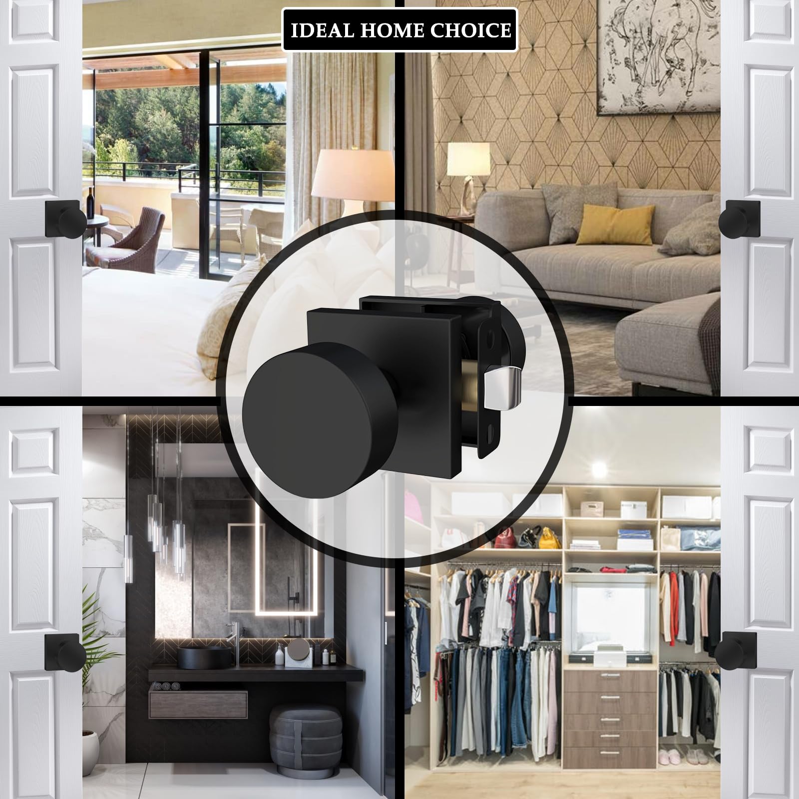 Modern Matte Black Door Knob - Privacy Lock -6