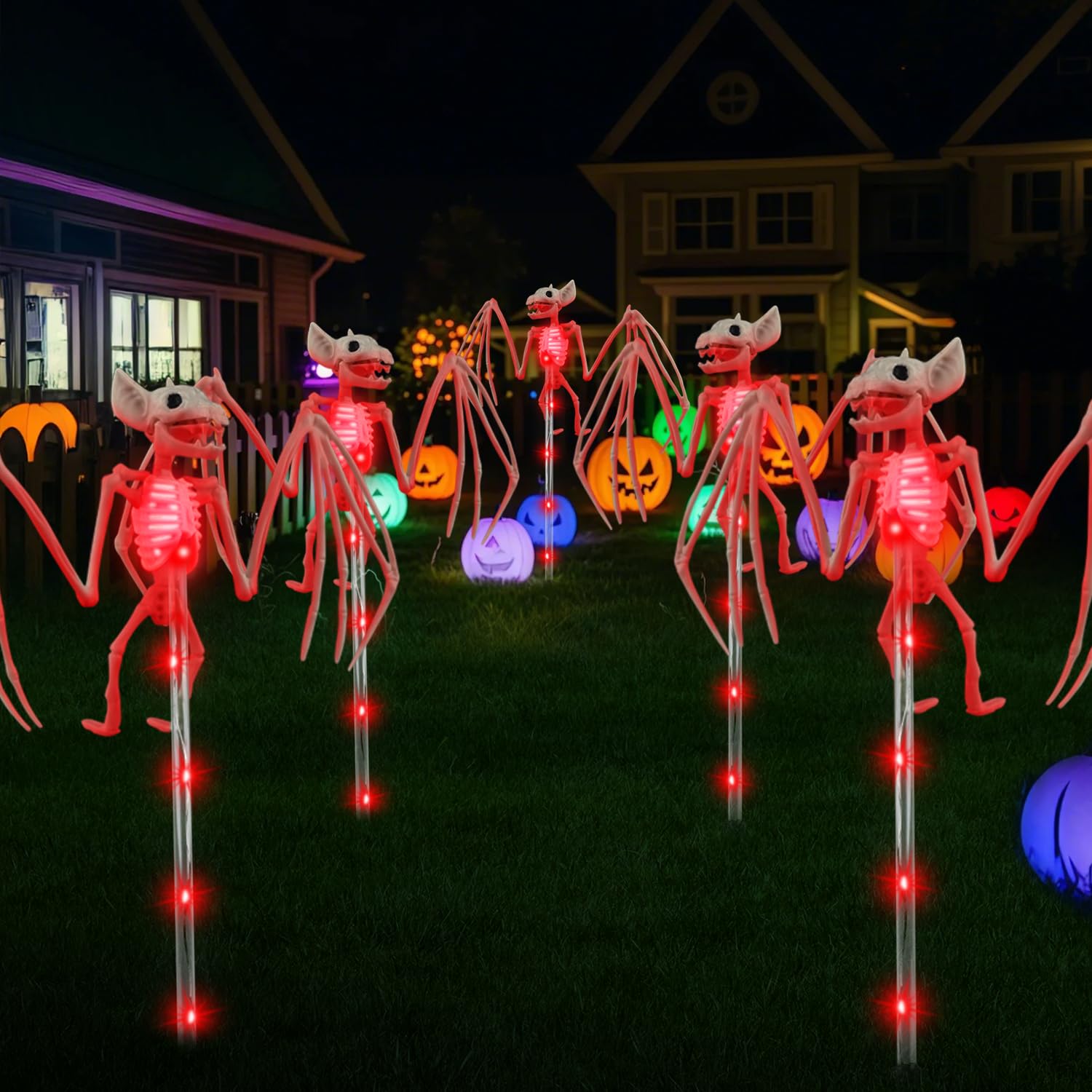 Lampe solaire de chemin chauve-souris Halloween idée cadeau fête effrayante