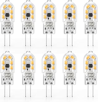 YUIIP G4 LED Bulb, AC/DC 12V JC G4 Bi Pin Bulb, G4 20W Halogen Bulb Replacement, Warm White 3000K Landscape Bulb, Non-Dimmable, 10-Pack