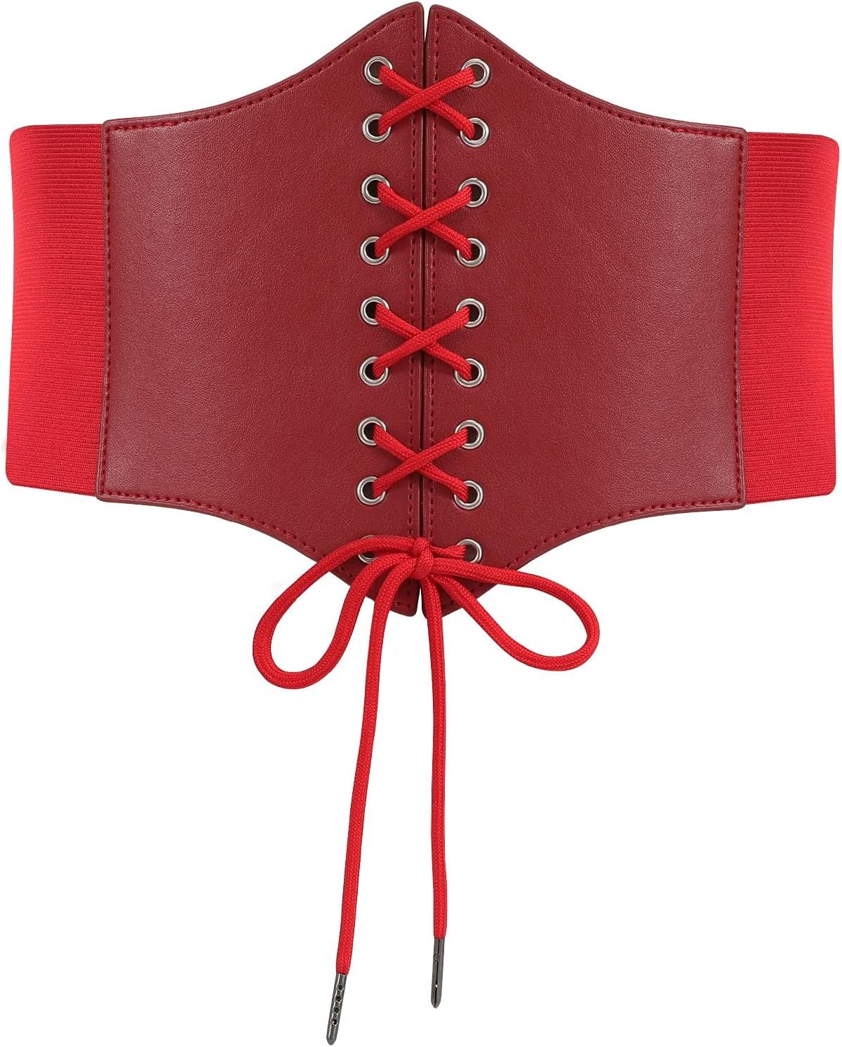 WERFORU Waspie brede veterriem voor dames, elastische tailleband, L zwart (suède
