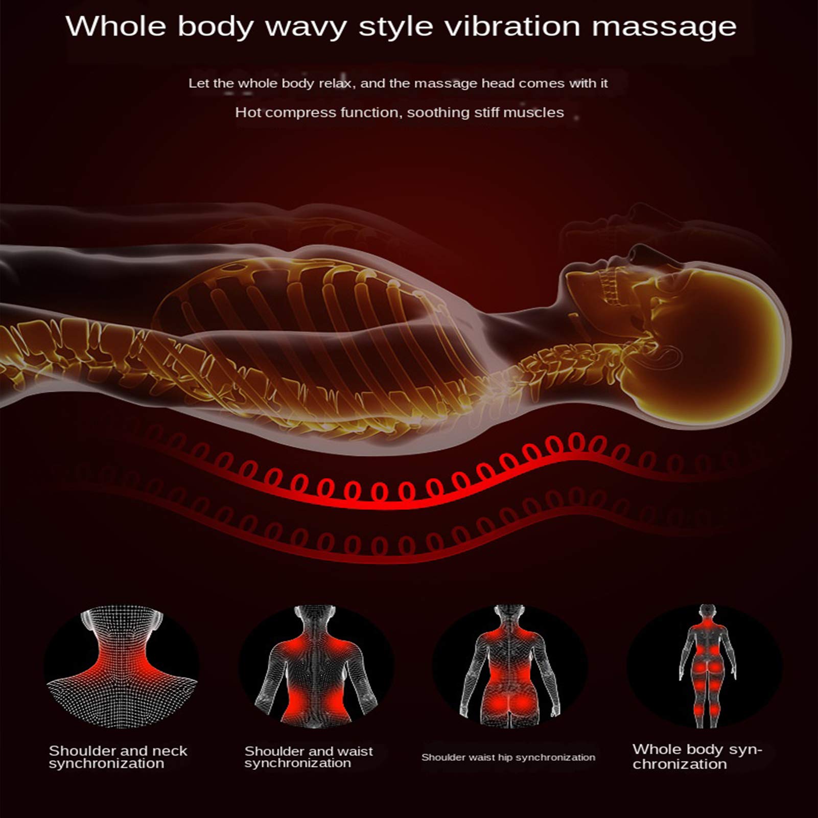Esterilla de masaje de cuerpo completo con calor - Colchón de masaje vibratorio con 10 motores para aliviar el dolor de espalda, masajeador de cuerpo completo para cuello y espalda, almohadilla t