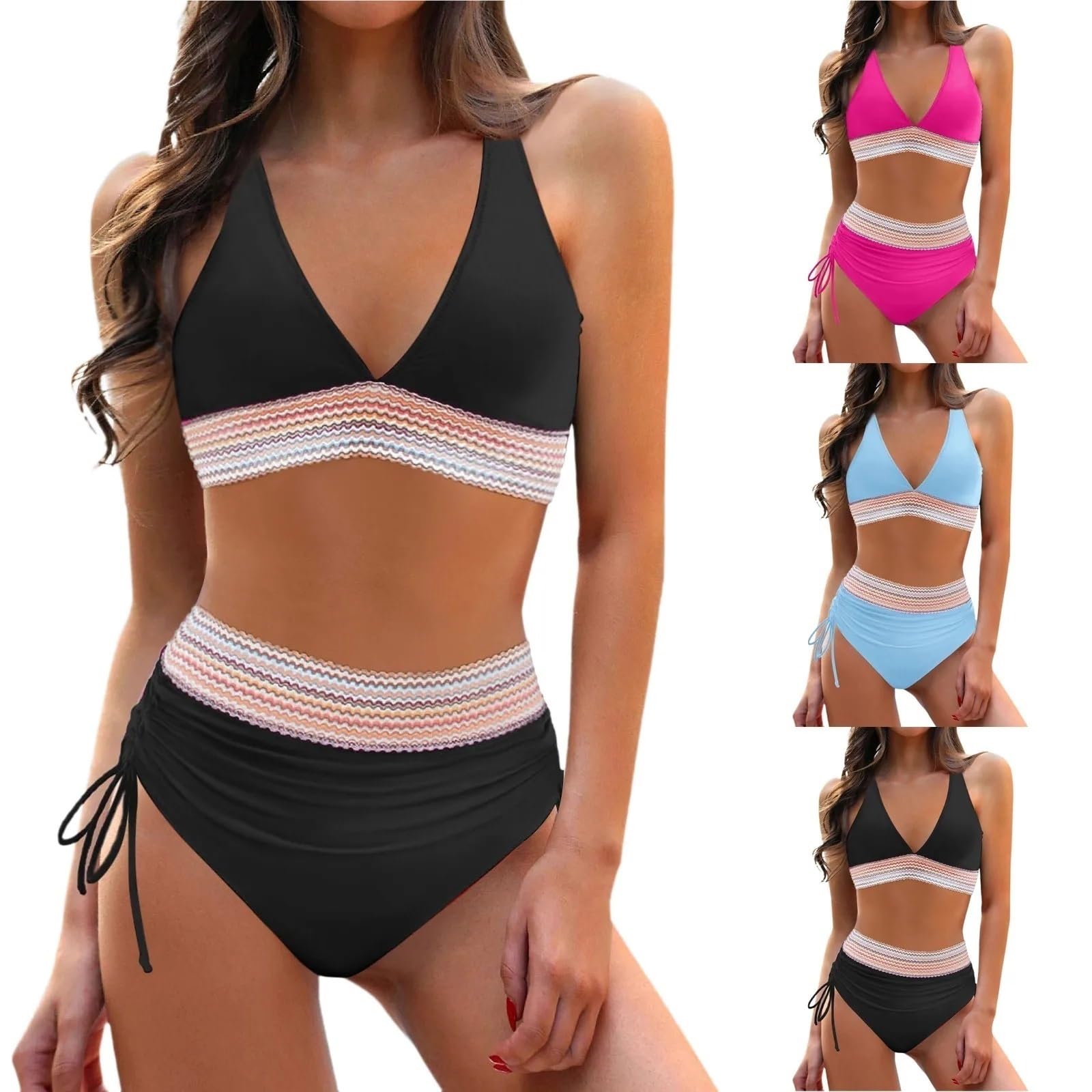 Bikini Ensembles de Bikini Taille Haute for Femmes Maillots de Bain Maillot de Bain Deux pièces Maillot de Bain for Femmes pour Femme(Pink,M)
