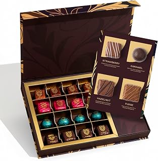 Gourmet Chocolate Gift Box | Easter Assorted Chocolate Box with Strawberry, Caramel, Hazelnut & Fudge Flavors | Premium Candy Gift Set for Holiday. 16 pcs.
