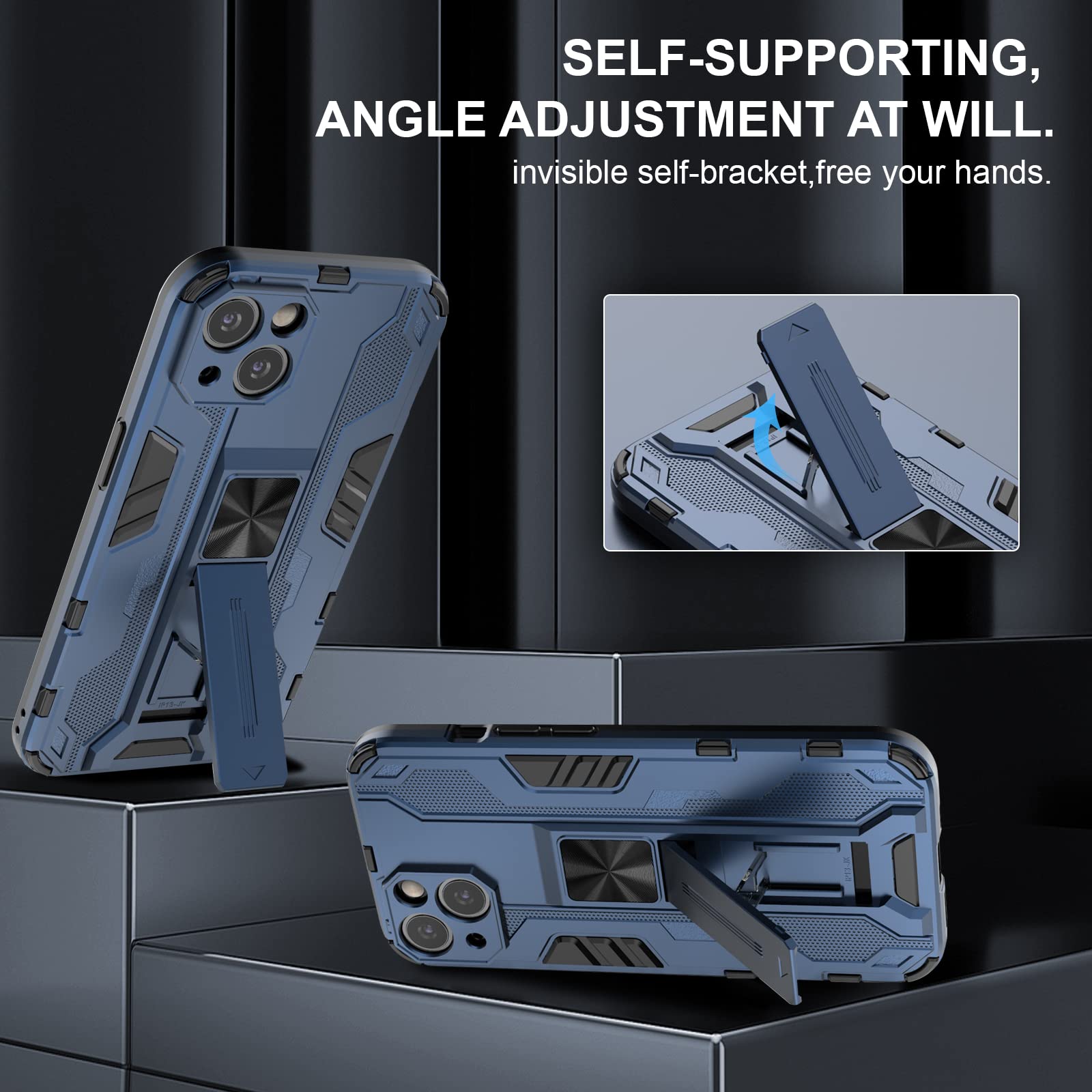 Funda para Xiaomi Redmi Note 15 Pro 5G, Carcasa Antigolpes con Soporte anular metálico, Case Protectora de Grado Militar, Azul — view 668