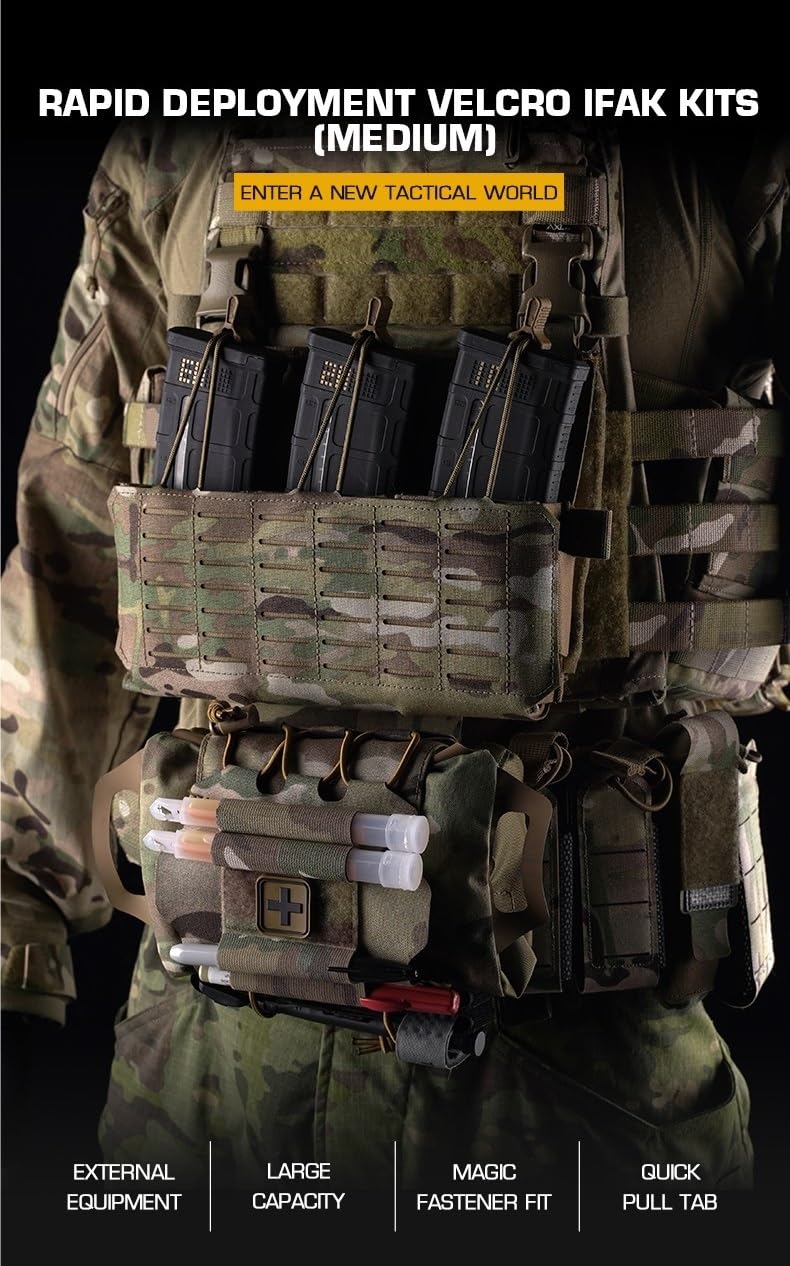 Molle Sistema A Due Pezzi IFAK Marsupio Kit Di Primo Soccorso Confezione, Tattico Medico Supporto Per Forniture Portarotolo Maniglia Per Sport All'aperto Caccia, Caccia