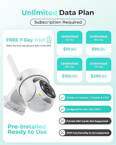 Miniatura 3 de LIWAN Cámara de seguridad celular 4G LTE, sin cámara de seguridad WiFi, cámaras solares inalámbricas para exteriores con tarjeta SIM, visión