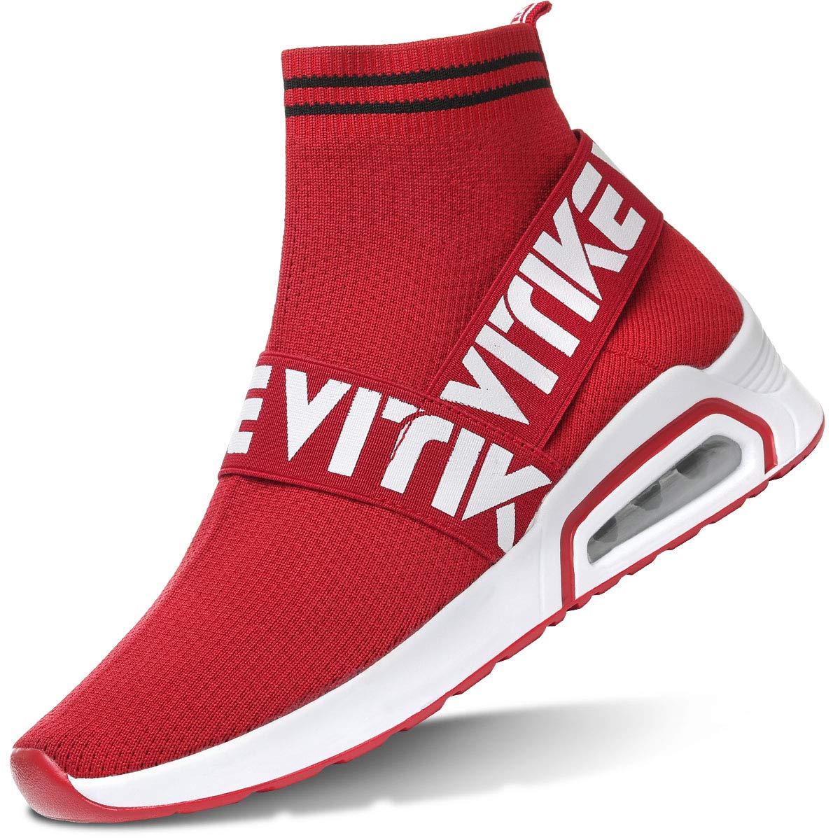 VITIKE Women's Knit Speed High Top Sock Sneakers Youth Girls Stylish Breathable Lightweight Walking Shoes Air/Red,