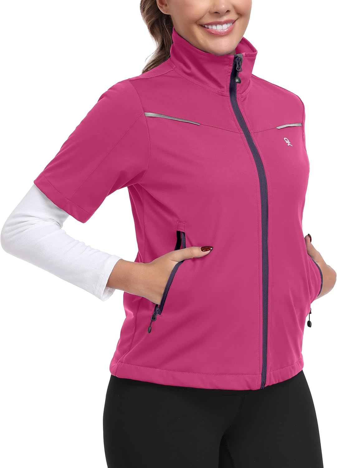 Little Donkey Andy Women's Short Sleeve Jacket Windproof Lightweight Vest for Golf Hiking Running - Image 2