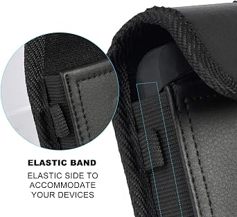 Case for Consumer Cellular Iris Easy Flip Phone, Nakedcellphone Black Vegan Leather Pouch [Belt Loop, Metal Clip, Magnetic Flap] for Jitterbug Flip2, Easyfone t300, Orbic Journey Pro, TCL Flip-4