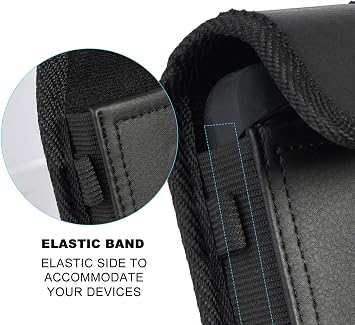 Kyocera Flip Phone Case, Nakedcellphone Black Vegan Leather Vertical Pouch Metal Clip with Belt Loop DuraXV Extreme E4810 DuraXV LTE E4610 DuraXE Epic E4830 DuraXTP