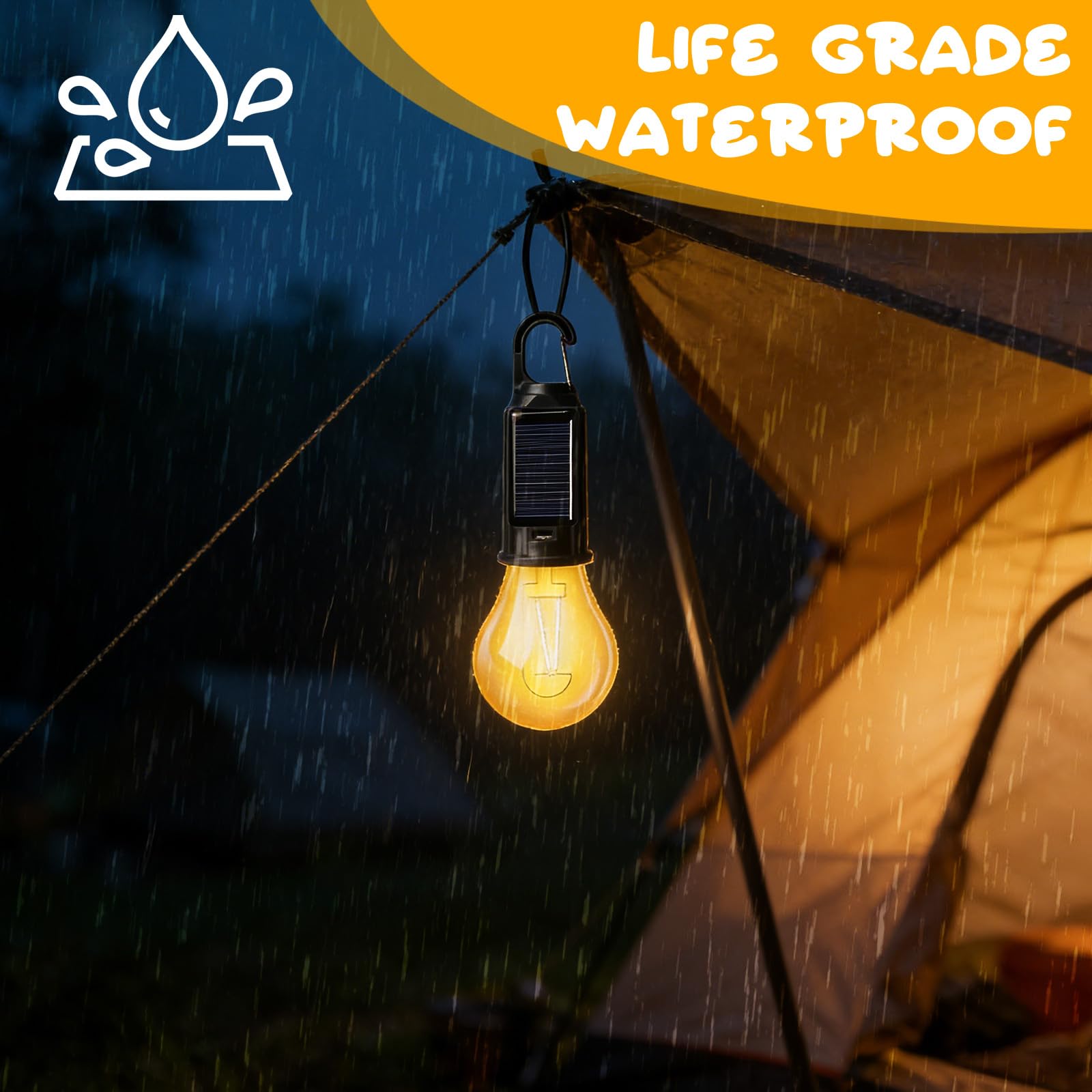 5 lampes de camping rechargeables, ampoules solaires LED avec télécommande, lampes de camping étanches avec 3 modes de luminosité, lampes de tente rechargeables pour le camping activités de plein air