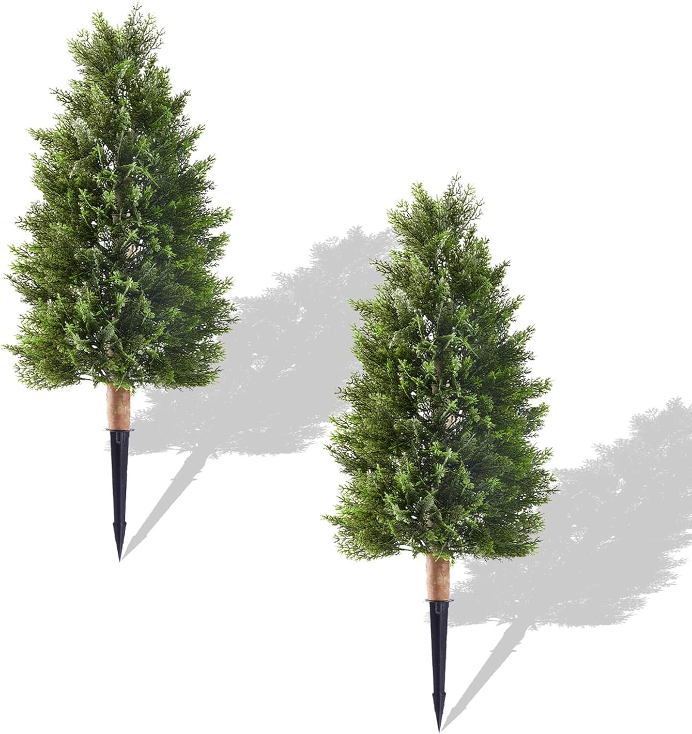 35" Artificial Cedar Topiary Ball Trees Set, 2 Pack Faux Cypress Plants UV Resistant Artificial Pine Shrubs Fake Bushes for Outdoor Indoor Front Porch Garden