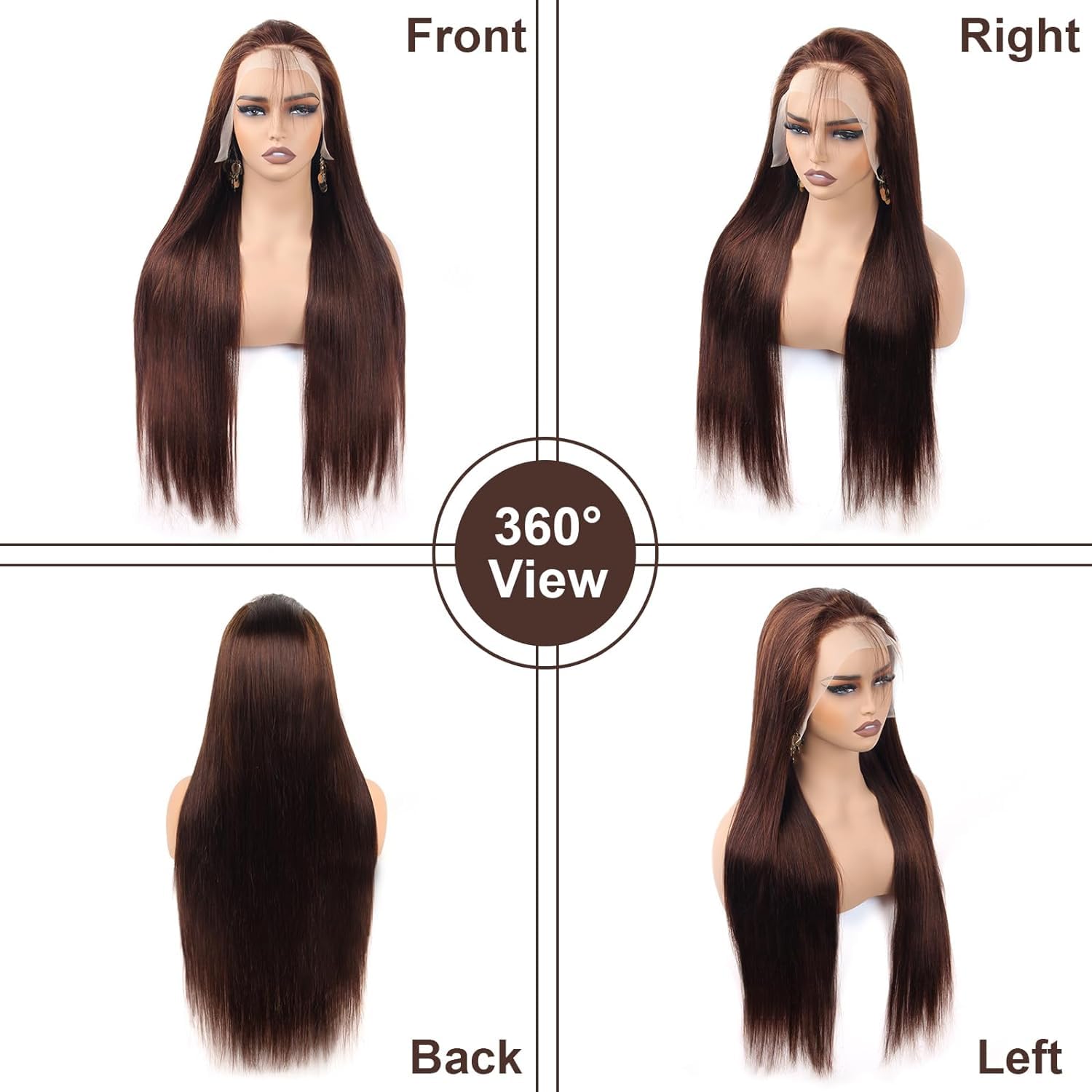 ?24” BROWN STRAIGHT LACE FRONT WIG? *NEW* lace front human wig - 24 main image 2