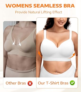 Wireless Bras for Women Plus Size Full Coverage Push Up Bra No Underwire with Support Padded Comfort Tshirt Bras