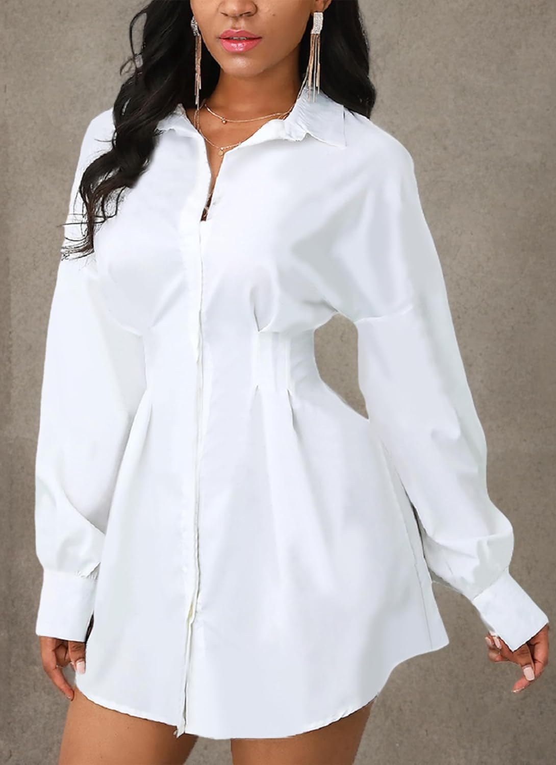 Women's Shirt Dresses Button Down Colorful Blouses Long Sleeve Floral Print Tops Loose Collar Sexy T-Shirts - Image 4