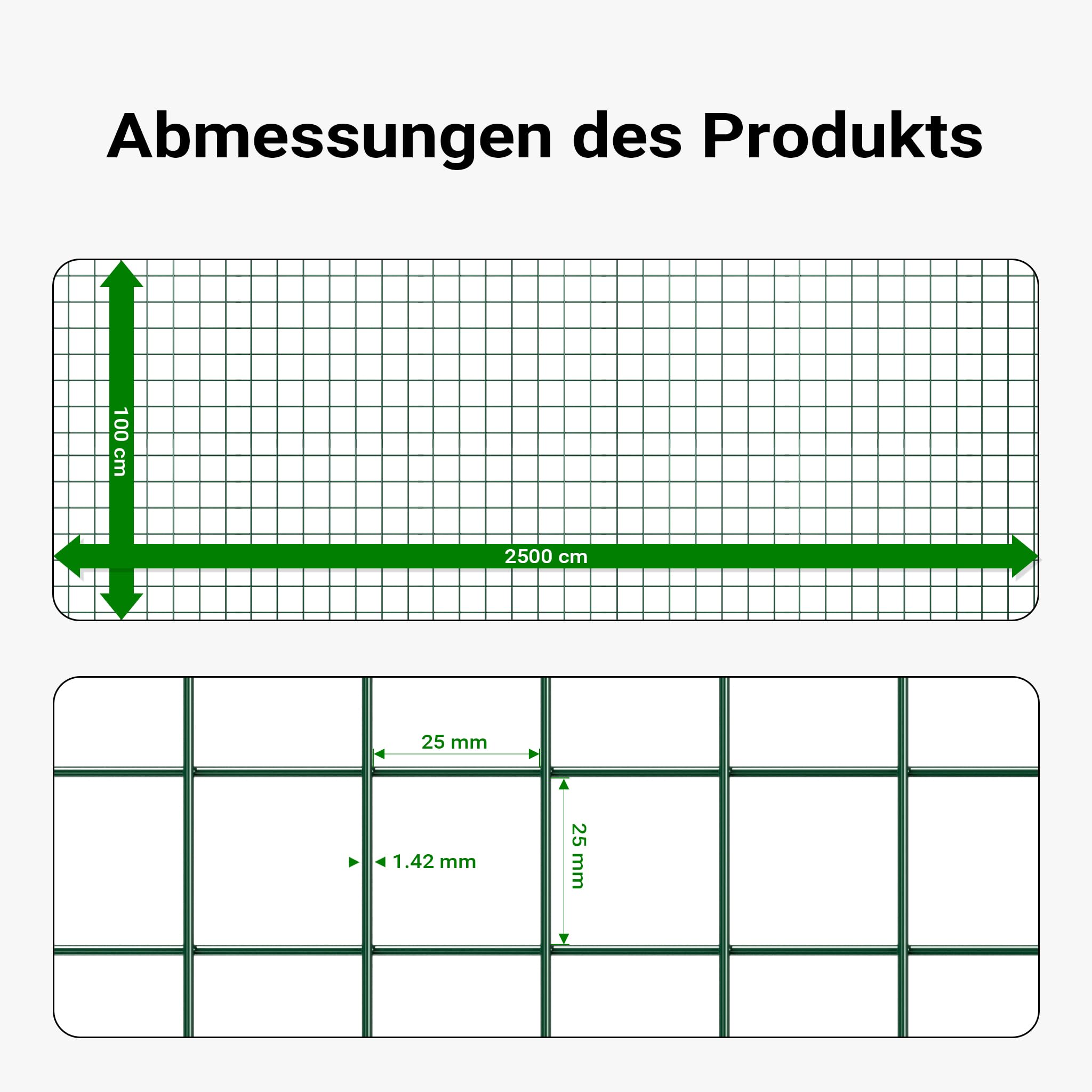 Wiltec Maschendrahtzaun Schwarz 1x25 m 100 cm Höhe 1,42 mm Stärke 25x25 mm Maschengröße, Volierendraht 4-Eck aus Stahl verzinkt, Drahtgitter, Vogeldraht