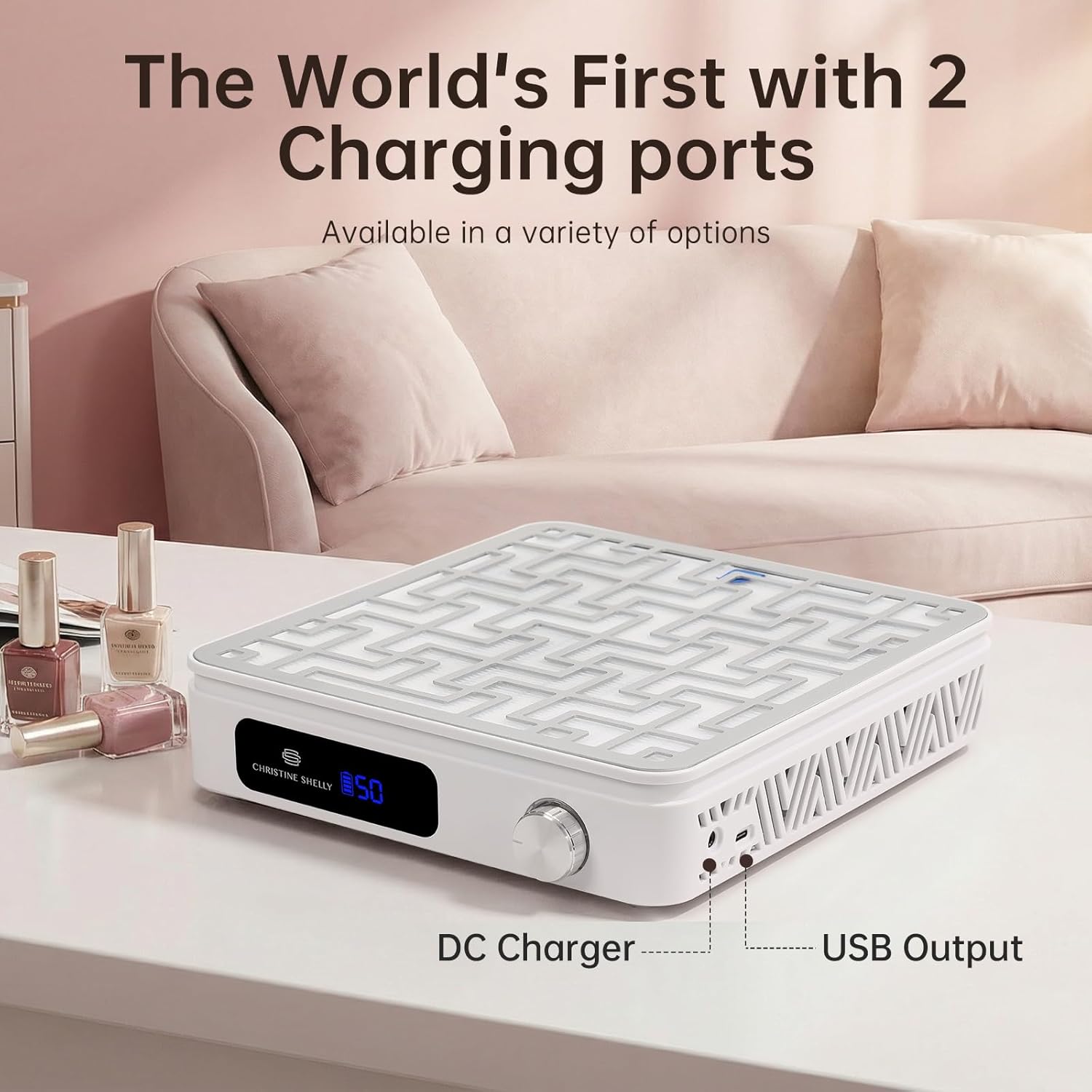 Cordless Nail Dust Collector, Professional Portable Dust Collector Nail Tech, Powerful 2400PA 19500RPM Nail Fan Vent Dust Collector Extractor with 50 Gears, Low Noise, Nail Salon