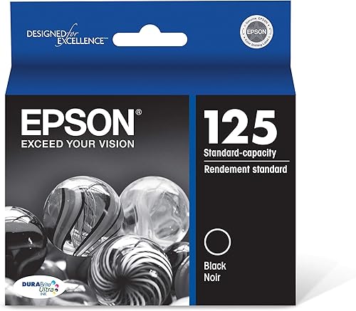 Epson 125 DURABrite Ultra Ink cartucho negro de capacidad estándar (T125120-S) funciona con Stylus NX-125, 127, 130, 230, 420, 530, 625, Workforce