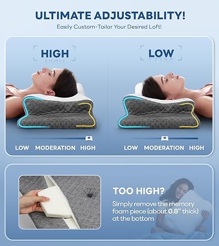 Miniatura 5 de No más dolores almohada cervical para aliviar el dolor, almohada cervical ajustable para soporte de cuello con reposabrazos, almohadas ergonómicas