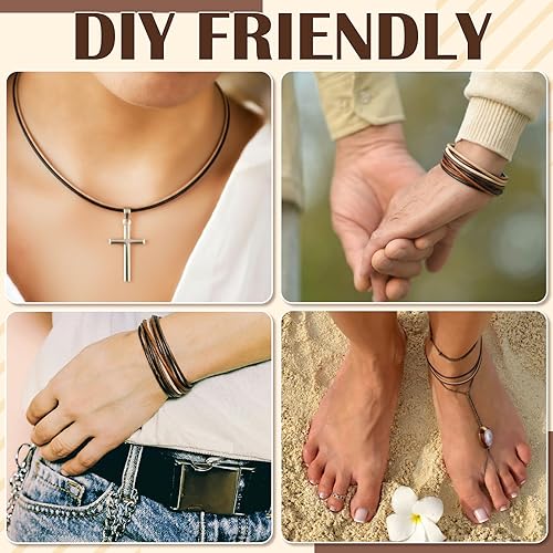 Miniatura 66 de Tudomro 100 piezas de collar de cuero encerado a granel con cierre, collar, pulsera, cadenas, cuerda para hacer joyas, colgantes