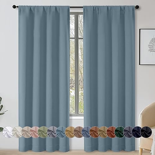 Miniatura 116 de OWENIE Sally Ever Green Cortinas Opacas para Dormitorio Sala de Estar 63 Pulgadas de Largo Juego de 2 Paneles, Aislamiento Térmico Ahorro de Energía