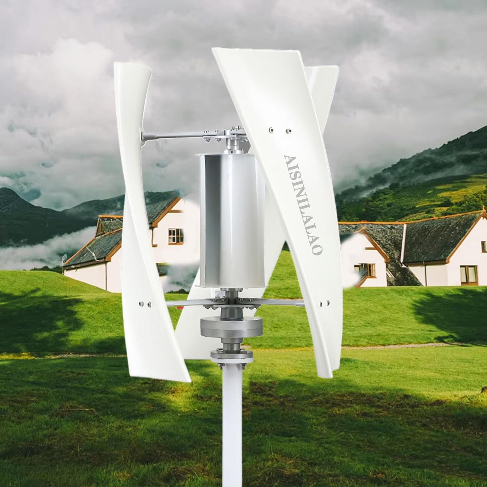 Kit Generatore Eolico Verticale Da 14000 W 12 V/24 V con Regolatore Mppt, Sistema Di Alimentazione Domestica Completo per La Vita Off-Grid Fai-Da-Te