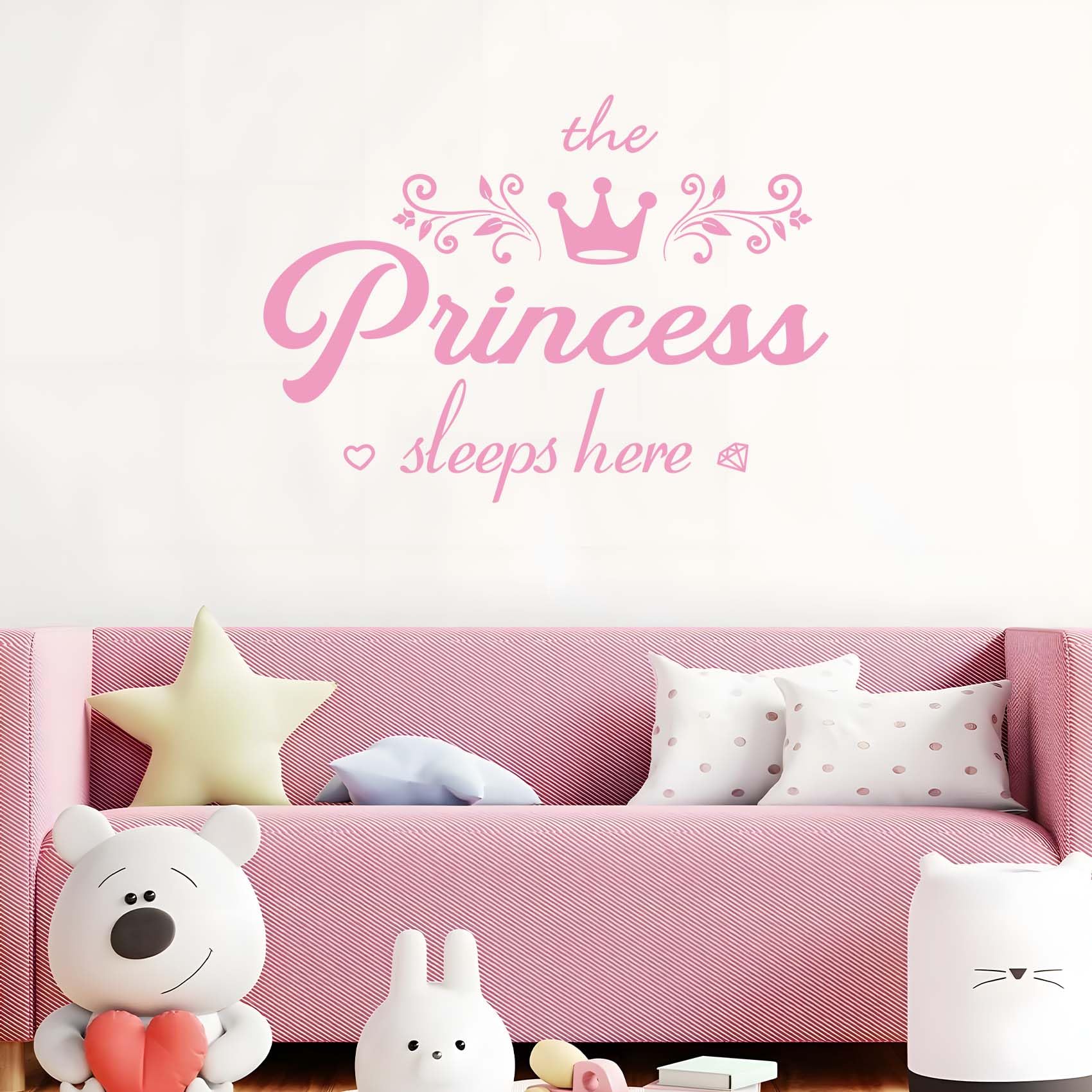 Pink Crown Wall Stickers, Princess Room Wall Decals Decor, Crown Wall Art Decor Wall Stickers for Girls Bedroom Decoration Nursery - Image 3
