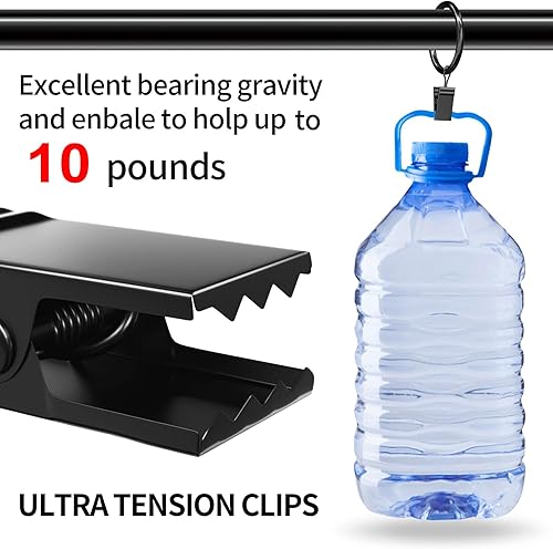 Miniatura 4 de Paquete de 24 anillos de cortina negros con clips, ganchos de cortina para colgar, anillos para cortinas resistentes, clips de cortina antióxido