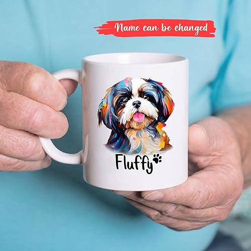 Miniatura 2 de Shih Tzu - Taza de café para perros, tazas coloridas para amantes de los perros, taza personalizada para perros Shih Tzu con nombre, taza colorida