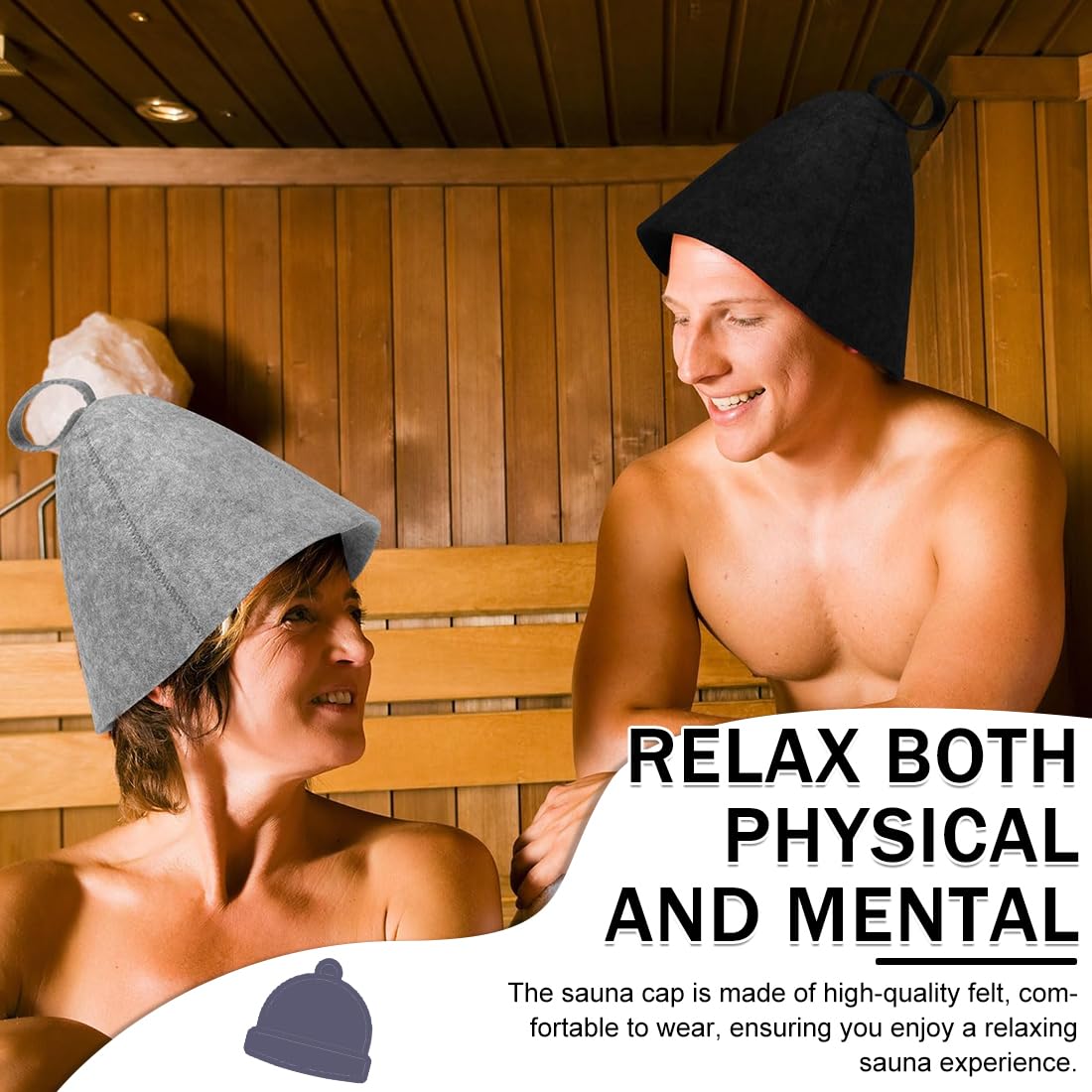 Lot de 3 chapeaux de sauna en feutre pour hommes et femmes
