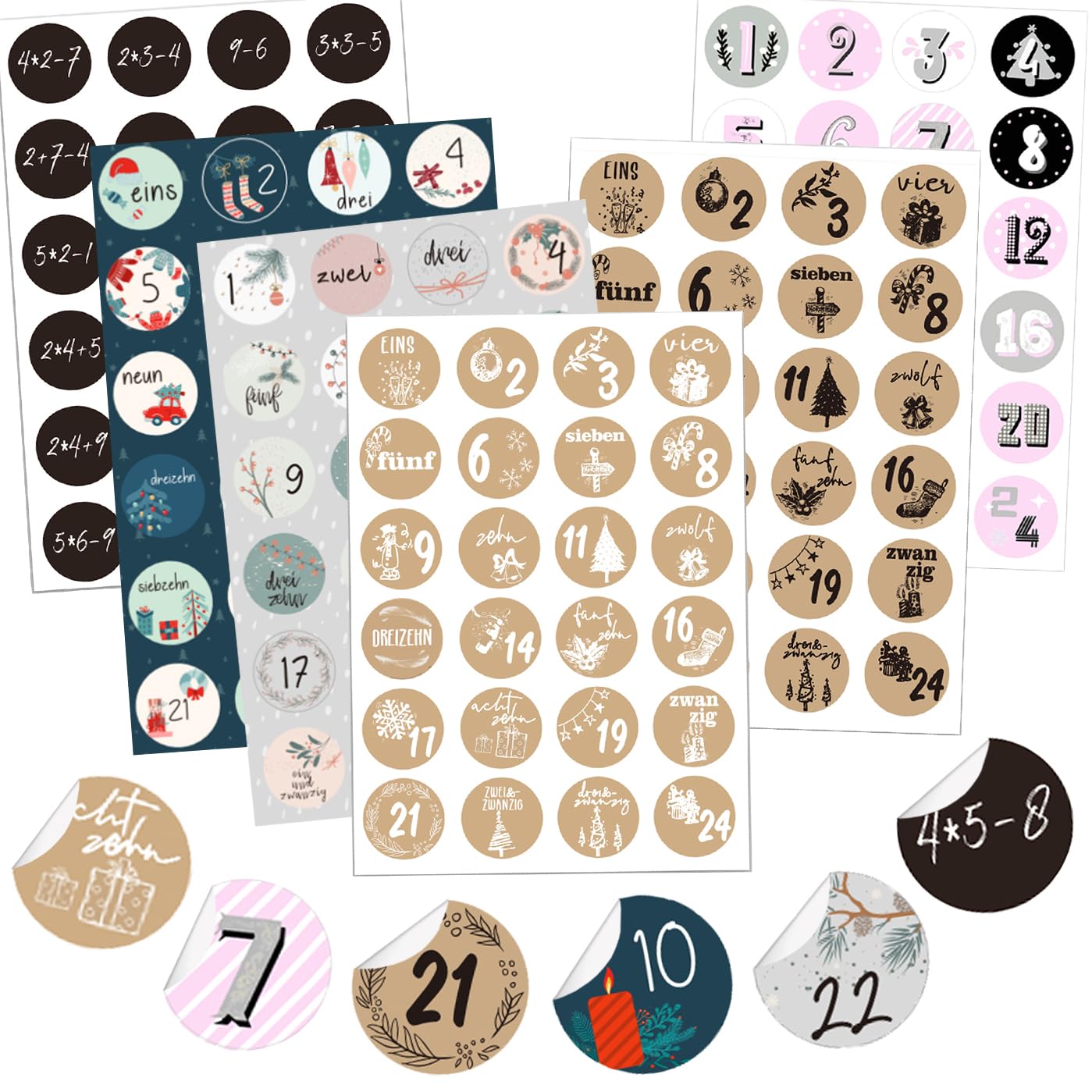 Calendario De Adviento Para Rellenar 2025 - 24 Bolsas De Papel Kraft Con Números Y Pinzas