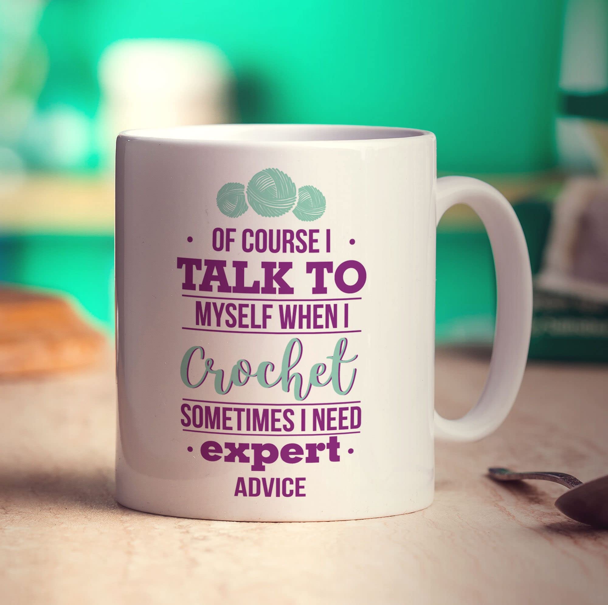 Printster White Of Course I Talk To Myself When I Crochet Sometimes I Need Expert Advice Mug - 11Oz Ceramic Cup