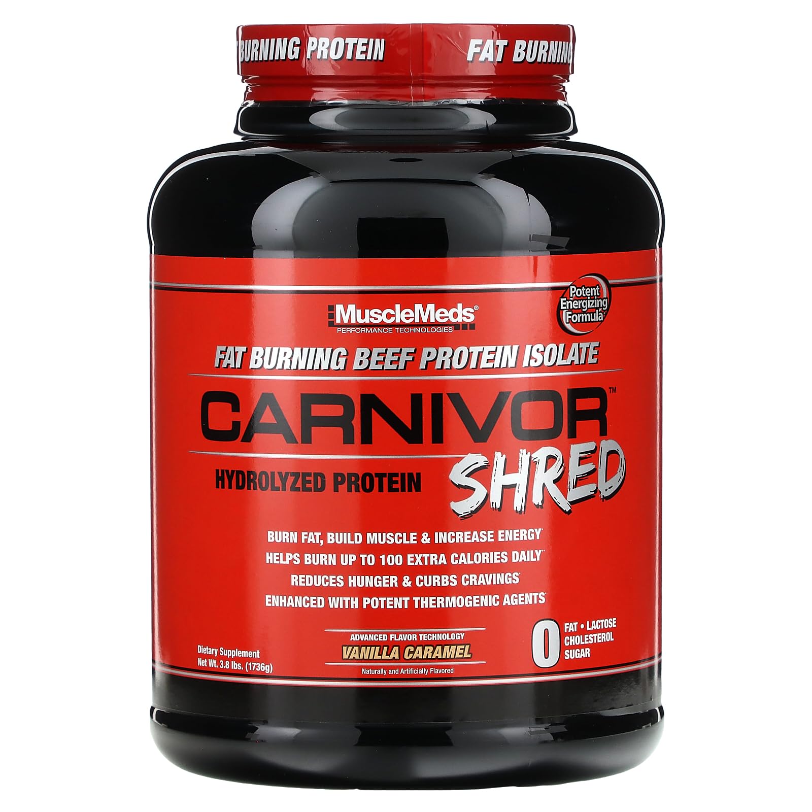 MuscleMeds Carnivor Shred Vanilla Caramel 3.8lb - Protein Isolate for Lean Muscle & Fat Loss