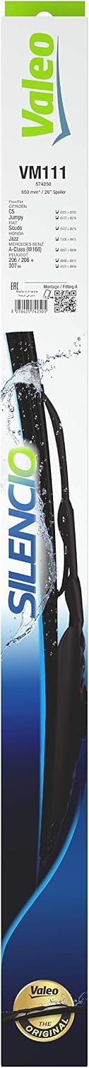 VALEO Silencio - VM111 - Escobilla de Limpiaparabrisas Convencional Original Óptima con Spoiler - 650 mm - Delantera - 1 Escobilla - 574250