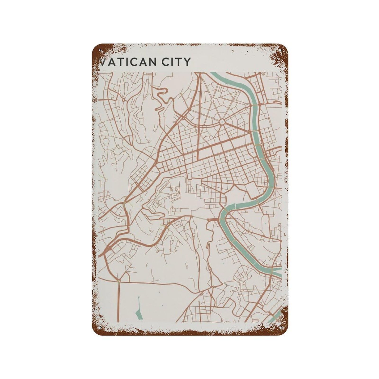 xiaoxiaoshen Vatican City Map Italy Travel Gift Scandi Wall Decor Art Metal Tin Poster Modern Home Decor Art Home Bar Shop Decorations Vintage Sign 30x20cm