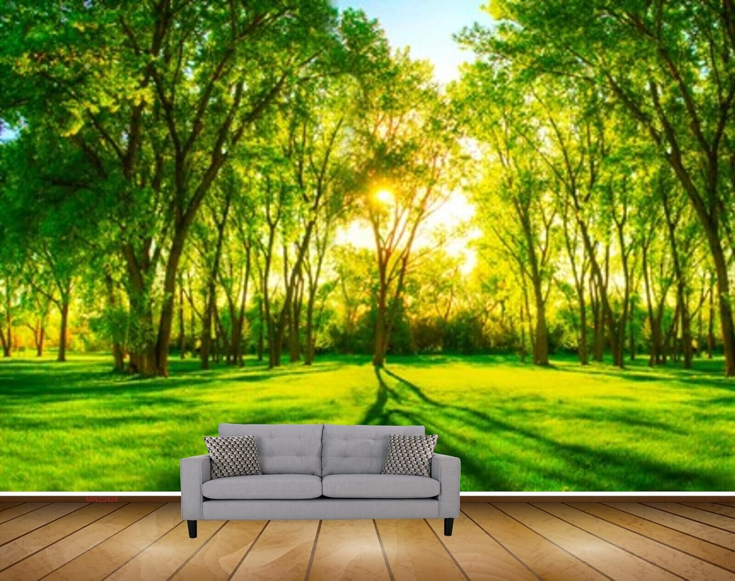 MWZ2424 Sun Trees Grass Branches Forest HD 3D Wallpaper for Bedroom, Hall[5 ft x 3 ft] / [152 cm x 91 cm]