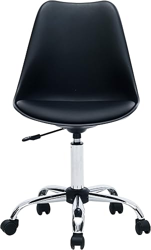 Miniatura 4 de Porthos Home Yui - Silla de oficina sin brazos, asiento de plástico resistente al agua y a las manchas con cojín tapizado de poliuretano, patas de