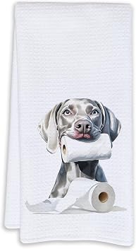 Funny Weimaraner Bathroom Hand Towels, Weimaraner Gifts, Cute Dog Gifts for Women Dog Lovers Decorative Hand Towels for Bathroom Decor, Funny Weimarana Kitchen Dish Towels, 16x24 Inch