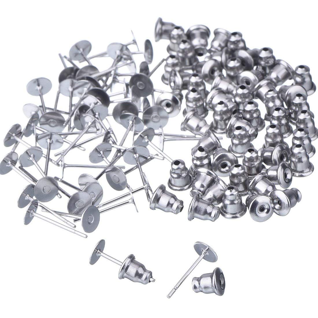 DIY Crafts Pack Of 400 Pcs, Silver, Pairs Bullet Clutch Earring Backs with Pad Earring Safety Backs (Silver; Gold; C (Pack Of 400 Pcs, Silver)