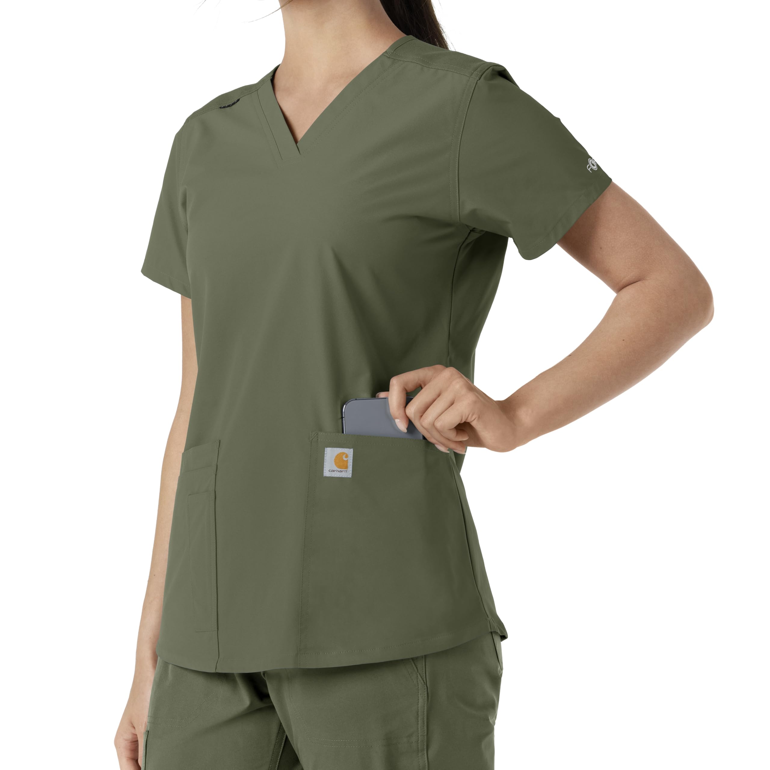 Carhartt Damski top z dzianiny z dekoltem w serek (1 szt.), Oliwka, XXL