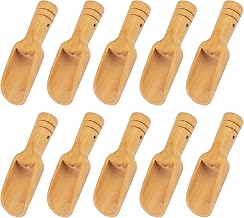 VEIREN Set of 10 Mini Wooden Scoops Creative Shovel Spoons for Coffee Tea Bath Salt Sugar Flour Spices Flavors Scoops Laundry Detergent Powder Spoon Home Kitchen Utensils