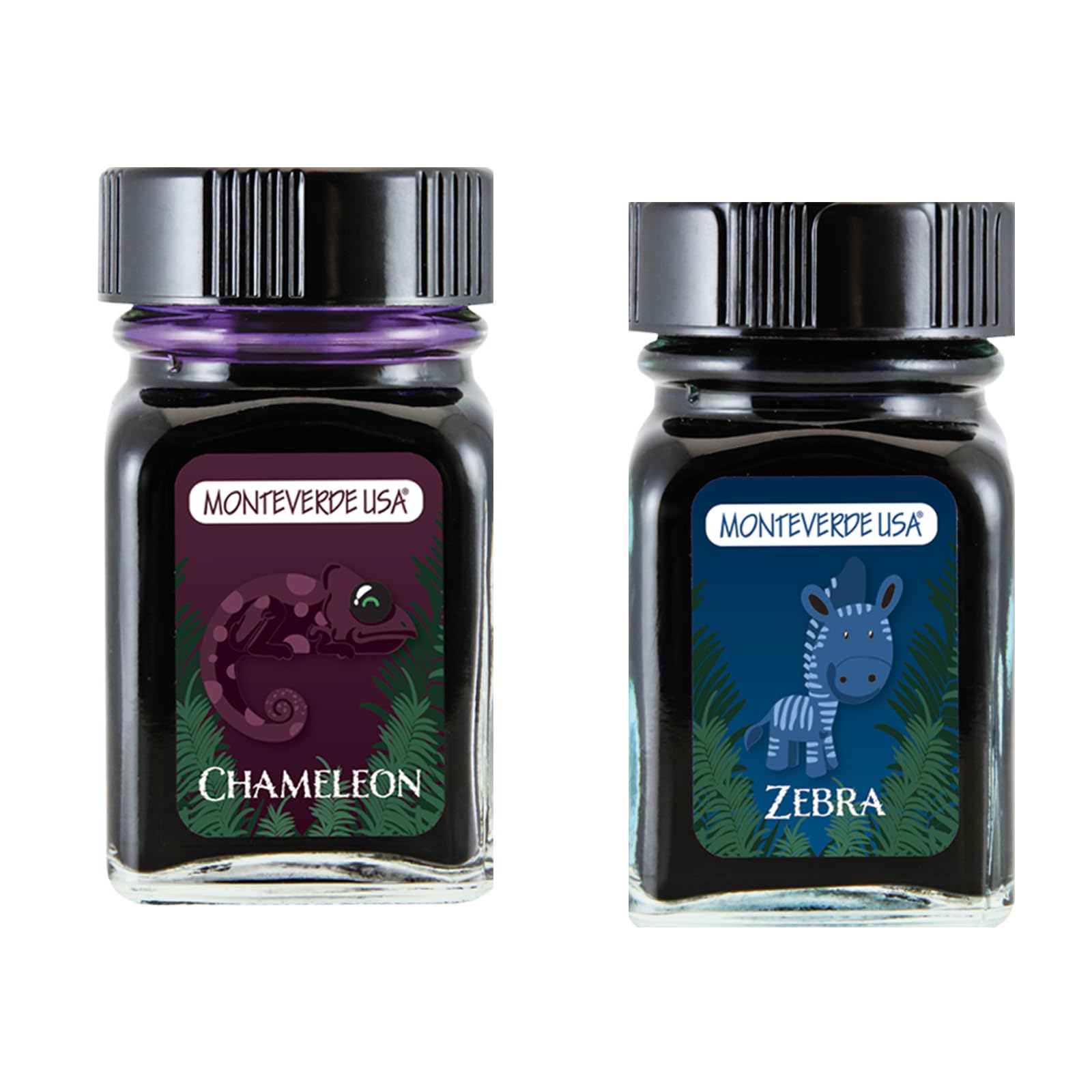 Monteverde Chameleon (Burgundy), Zebra (Blue) Jungle Ink (G309CM
