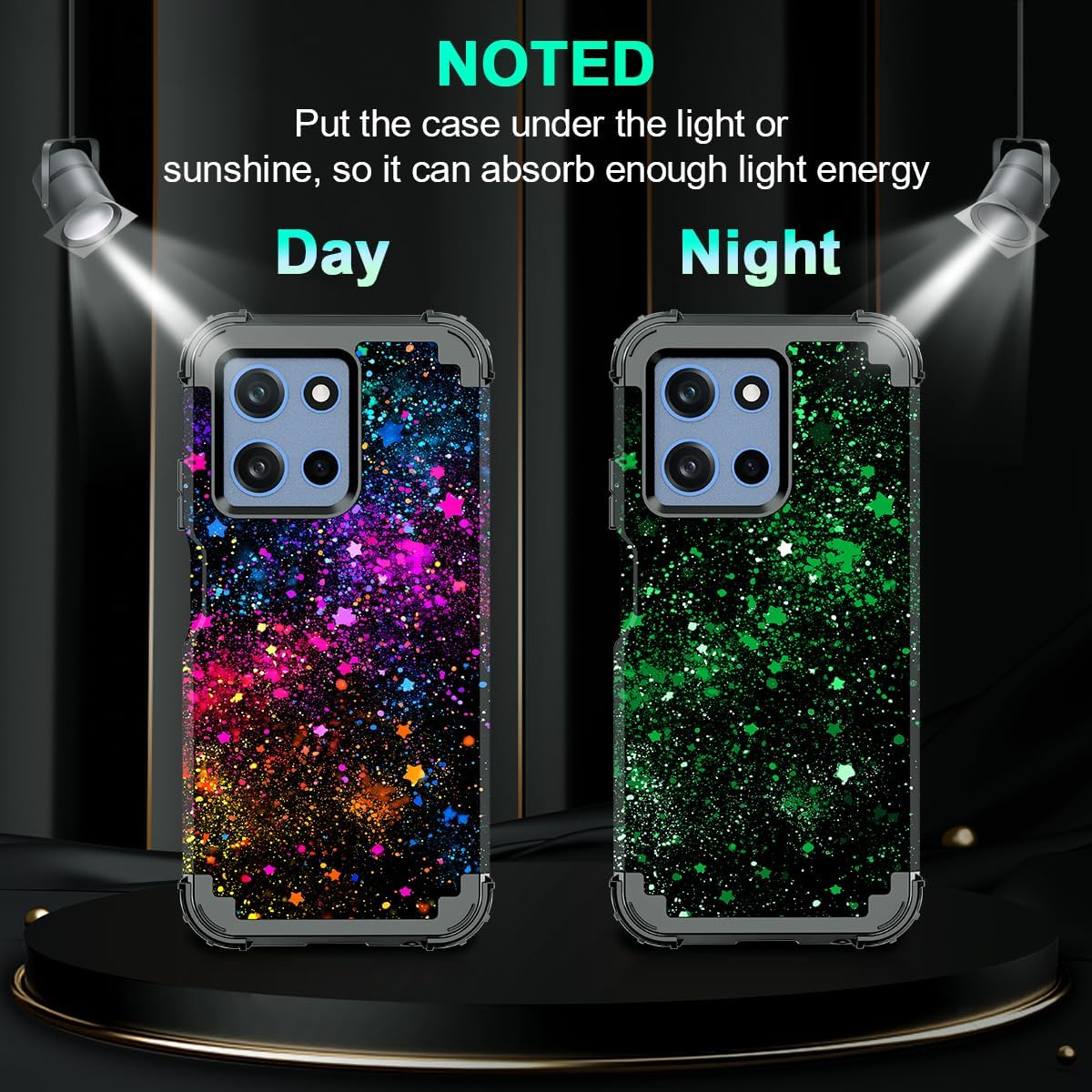 Casetego Compatible with Moto G 5G 2025 Case,Glow in The Dark Three Layer Heavy Duty Sturdy Shockproof Full Protection Rugged Hard PC+Soft TPU Bumper Case,Colorful Sky image 3