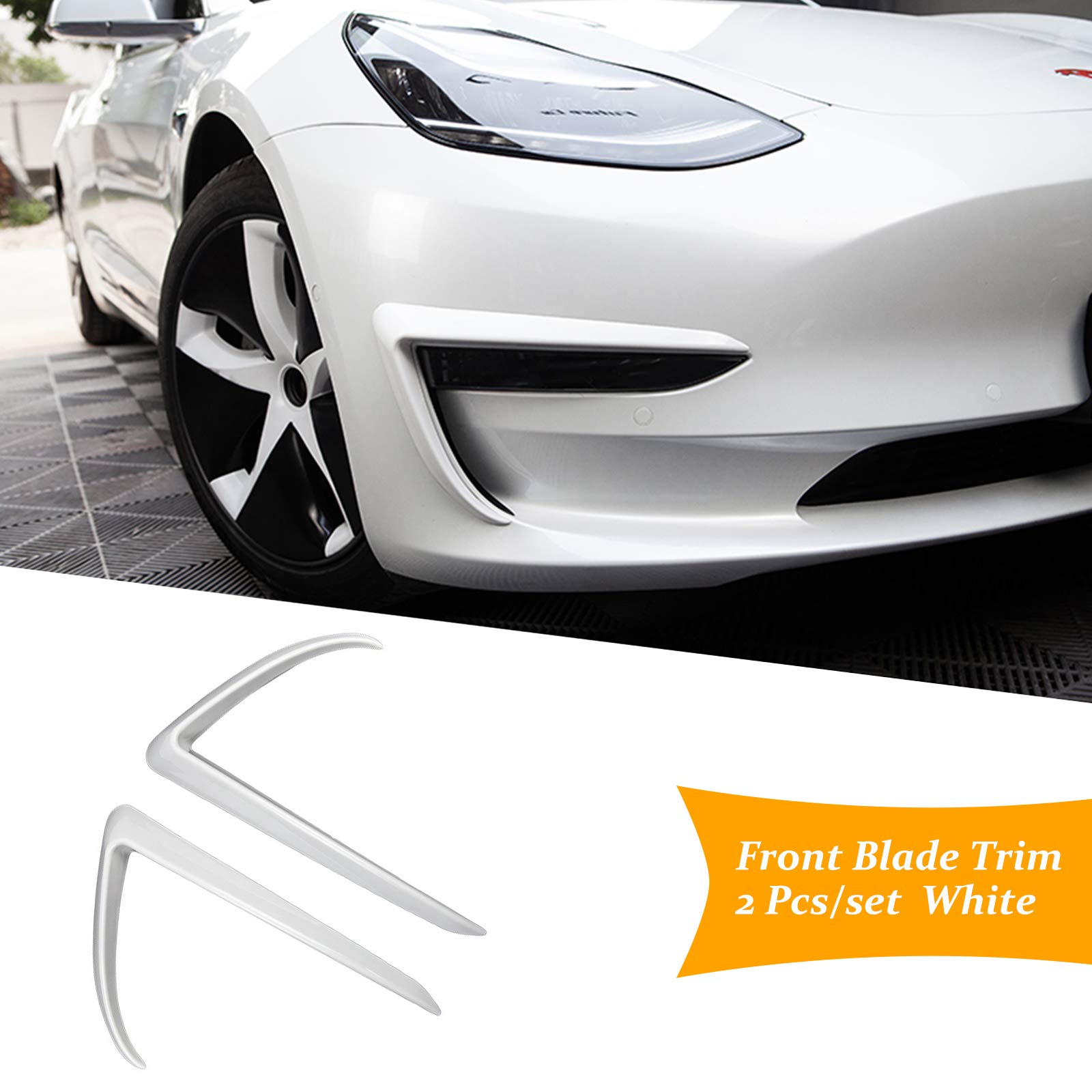 Tesla Model 3 Front Fog Light Trim Cover Fog Lamp Frame Blade Trim Eyebrow Spoiler for Tesla Model 3 2017 2018 2019 2020 2021 2022 2023 (White)
