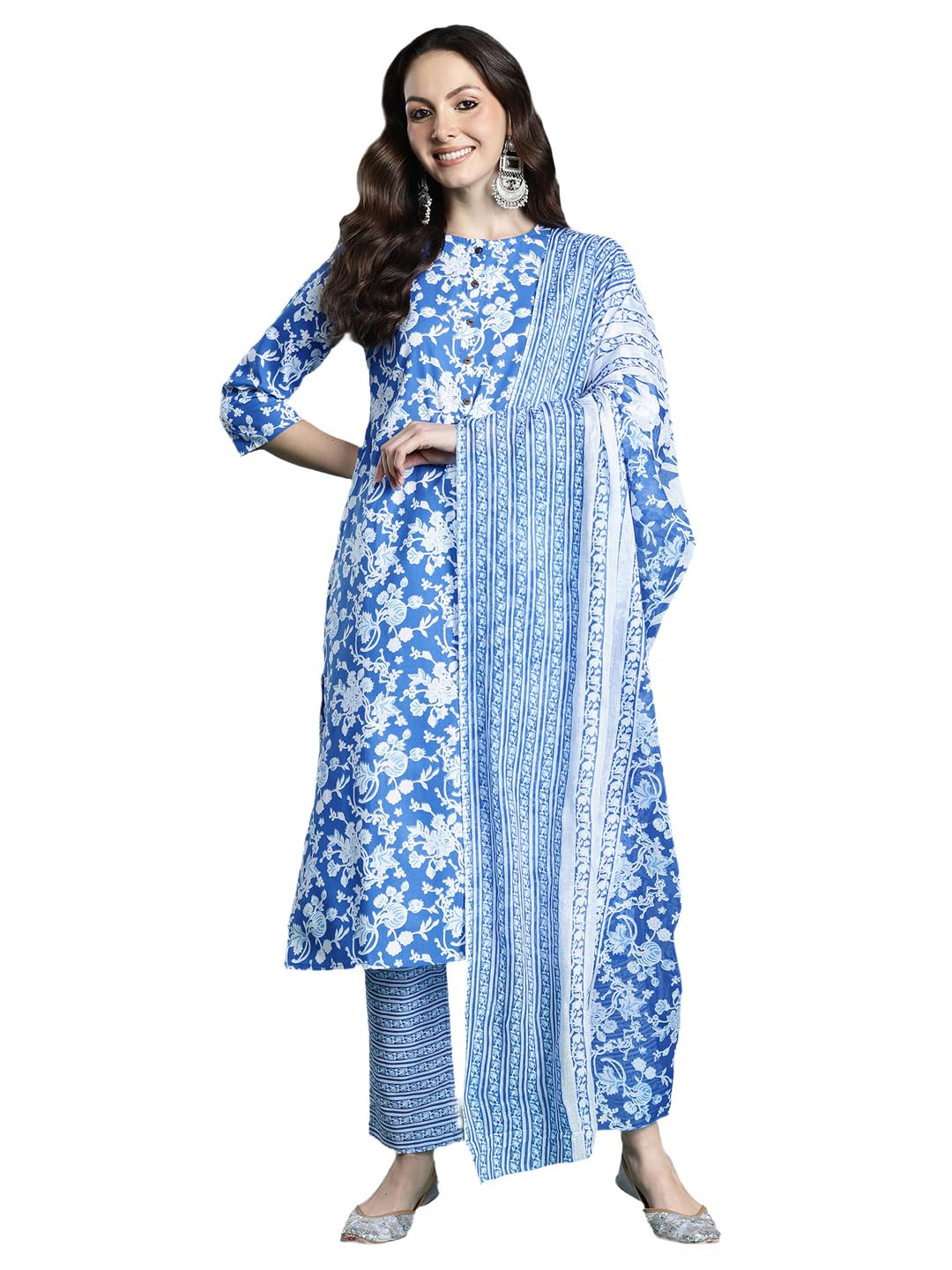 indo era Women Pure Cotton Kurta Set with Dupatta | Festive Suit Set, 11047-picture-55