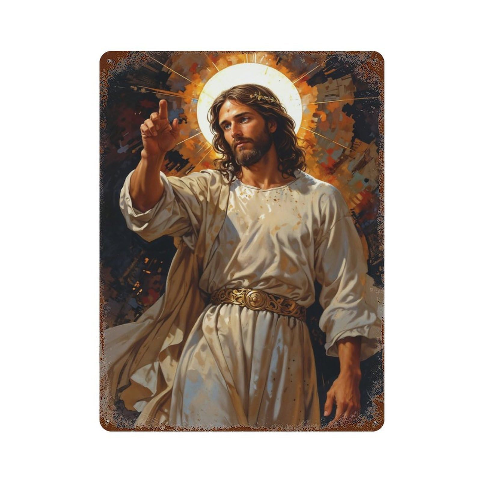 The Return in Glory 15.7"x11.8" Rustic Tin Plaque, Farmhouse Wall Decor for Basement, Hobby Room And Garage Decor