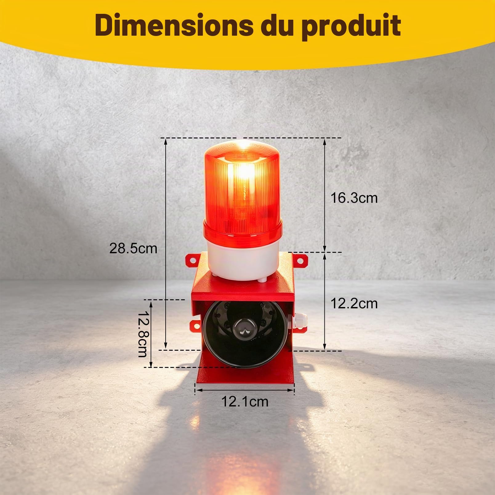 Sirène Industrielle 115 DB avec Flash LED | Volume Réglable, IP65 Étanche, Alarme Sonore et Lumineuse AC 220V, Avertisseur de Sécurité, Lumière d’Alerte LED, Prise UE