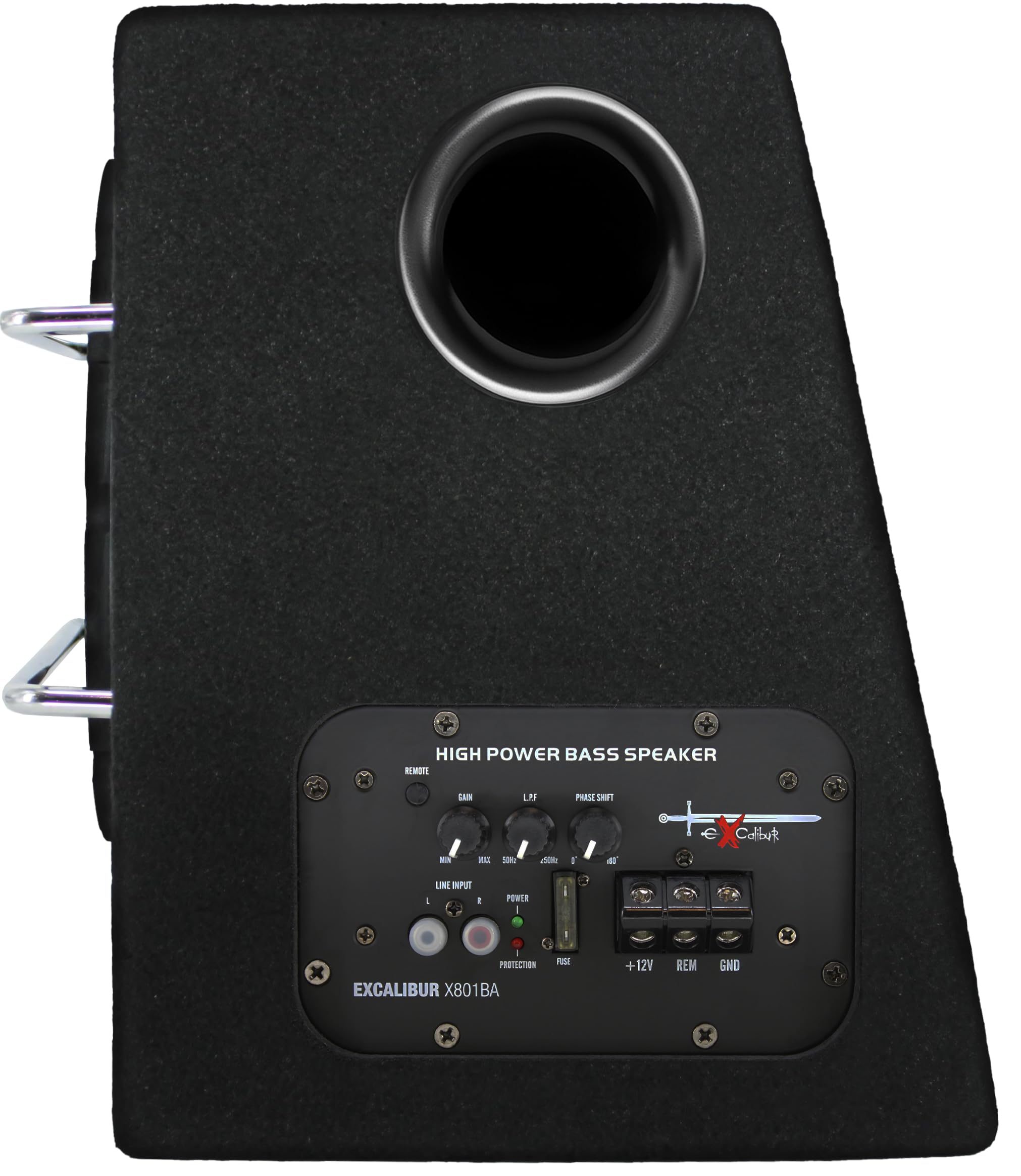 Excalibur X801BA Subwoofer Coche Activo 8" 20cm Caja Bass Reflex con Amplificador Integrado Potencia MAX Compacto Audio Automóvil Bombo Graves Maletero Instalación Fácil Negro